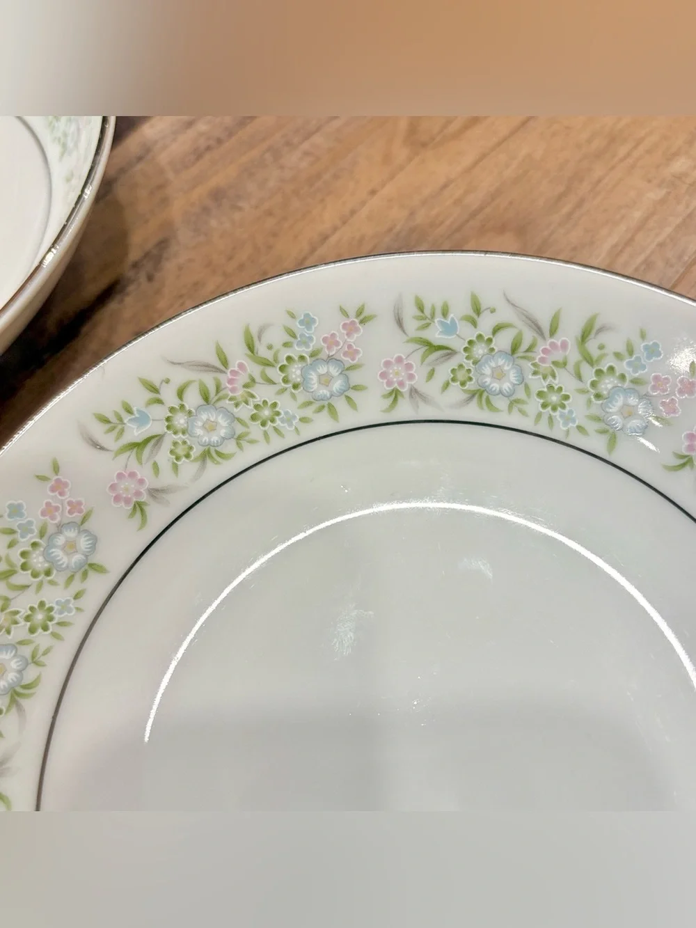 4 Taihei Springtime Vintage Fruit Dessert Bowl Silver Platinum Japan Flower Bone